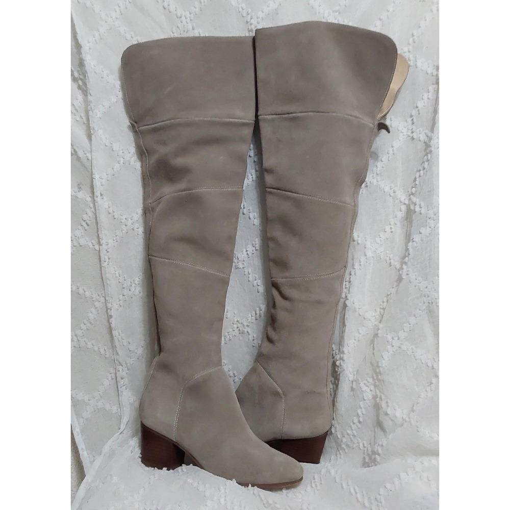 Sole Society Melbourne Taupe Suede Over The Knee Block Heel Boots Womens 6.5M 37